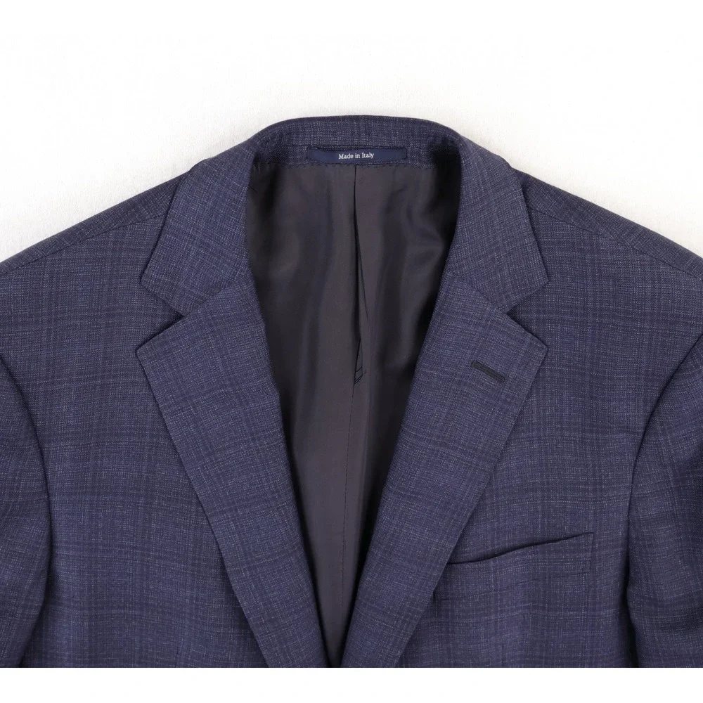 Dunhill London x Zegna Sport Coat 44L Blue Plaid Silk Wool Blazer Made in Italy